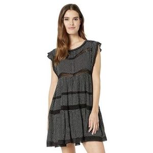Free People Retro Kitty Dress, Black and White, Size M